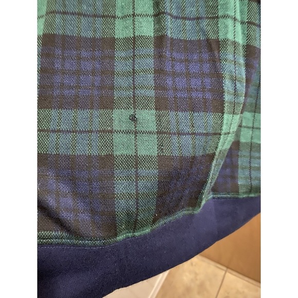 Vintage Eccotoo Navy Green Plaid Button Up Cardigan Collared Gold Buttons 1X - Picture 14 of 16